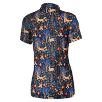 Chemises de golf formelles pour femmes en gros avec imprimé batik, décoration perforée, logo personnalisé, coton/fibre de bambou, faible MOQ