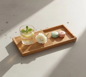 Plateau à thé en bois de frêne moderne et minimaliste, design plat, résistant à la chaleur, écologique, durable, sans BPA, passe au lave-vaisselle, pour service à thé Kung Fu - Product Image 4