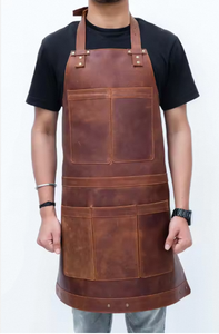 Wholesale Genuine Leather <b>Apron</b> Custom Branding BBQ Chef Barista <b>Work</b> <b>Apron</b> Durable <b>Apron</b> - Product Image 4