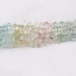 Perles naturelles en forme de poire à facettes multi-aigue-marine 5*8mm 8 pouces coupe latérale en pierre naturelle - Product Image 1