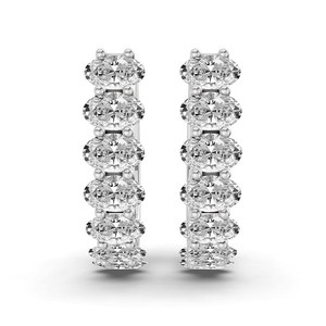 Boucles d'oreilles créoles ovales en or jaune massif 14 carats avec diamant de laboratoire Altair, certifiées IGI, bijoux personnalisés pour femmes, design unique - Product Image 1