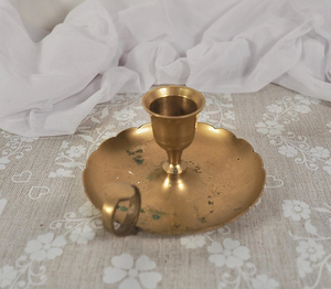 Vintage Small <b>Brass</b> Chamberstick Candle Holder <b>Antique</b> <b>Brass</b> Taper Candle Stand Handheld <b>Candlestick</b> Holder Decorative - Product Image 2