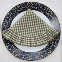 Serviette de table carrée classique en lin 100% à carreaux verts 60x60cm, faite à la main, lavable et réutilisable, fournisseur de décoration de table