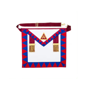 Custom High Quality Masonic Apron Embroidered Red Blue White Gold Trim Tassels Classical Style Garment Badge <b>Safety</b> <b>Pin</b> - Product Image 1
