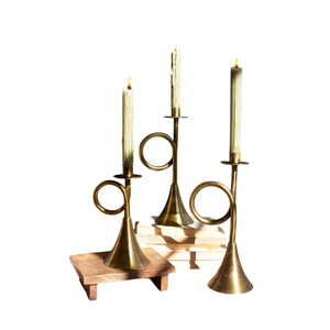 Luxury Gold Metal Pillar Candle Holder Set Of 2 With Ginkgo Leaf Motif & Twisted Stem Design For Wedding Centerpiece Decoration - Product Image 3