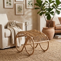 Tabouret d'arche en rotin naturel courbé, repose-pieds, ottoman, chaise d'appoint de jardin extérieur, décoration, design artistique pur pour la maison