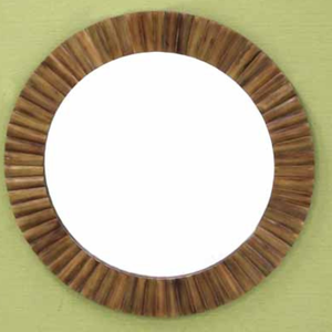 <b>Round</b> Bamboo <b>Mirror</b> 19 Inch Stylish Decorative Wall <b>Mirror</b> for Bedroom Living Room <b>Bathroom</b> Contemporary Natural Design - Product Image 1