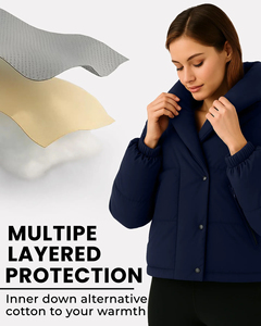Pakistan Made Winter Custom Women's Puffer Jacket Navy Blue Oversized Puffer Jacket <b>Shawl</b> Collar Quilted Jacket Warm Winter Wear - Product Image 6