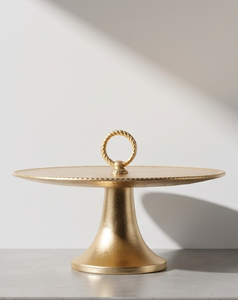 Wholesale Elegant Gold Finish One Tier Serving <b>Tray</b> Twisted Ring Handle Cake Stand Dessert Fruit Display Stand Event Decor - Product Image 5