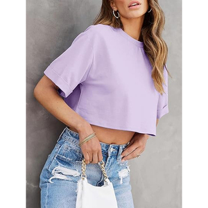 T-shirt court pour femme de haute qualité, en coton, coupe ample, style décontracté streetwear, logo personnalisé - Product Image 4