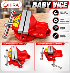 HIRA 12853 Mordaza de sujeción industrial de acero con superficie de mordaza dentada y base de montaje con pernos biselados - Product Image 1