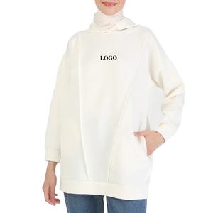 Sudadera con capucha de gran tamaño con cordón de alta calidad para mujer con mangas completas y hombro caído estilo modesto para invierno - Product Image 1