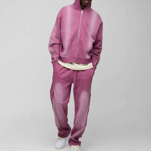 Survêtement unisexe en molleton 100 % coton de haute qualité, délavé à l'acide, à capuche, coupe-vent, avec logo frontal, séchage rapide, idéal pour l'hiver - Product Image 1