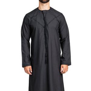 Abelin Saudi <b>Thobe</b> Jubbah <b>Men</b> Solid Modest Four-Way Stretch Plus Size Thermal Breathable Quick Dry Long Sleeve Wholesale - Product Image 2