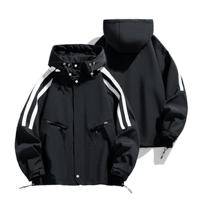 OEM Custom Spring Nonwoven Fashion Outdoor Men's <b>Patchwork</b> Zipper Casual Wear Multiple Pockets Hooded Windbreaker <b>Jackets</b> Winter - Product Image 3