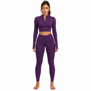 Conjunto de Yoga de 2 Piezas para Mujer, Leggings de Cintura Alta, Sujetador Deportivo, Cuello Alto, Tirantes No Convertibles, Transpirable, de Secado Rápido, SMART - Product Image 1