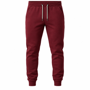 Pantalon de survêtement décontracté pour homme en molleton 100 % coton léger, anti-plis, taille mi-haute, tricoté élastique - Product Image 1