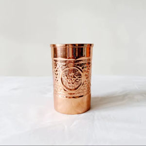 Mug à boire en cuivre pur avec couvercle, ensemble de verres en cuivre poli, vaisselle en cuivre faite à la main pour l'eau et la bière, vente en gros - Product Image 1