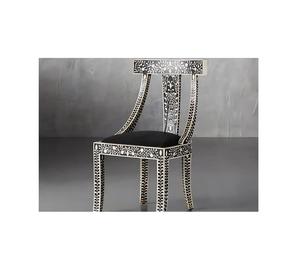 Chaise en résine avec incrustations de os, idéale pour les salons de luxe, les hôtels de charme et les salons élégants - Product Image 2