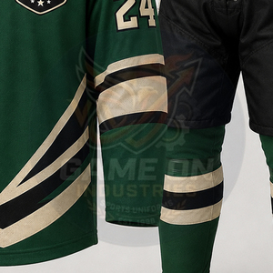 Pro Team Sportswear Breathable Sublimation Oem Odm Supplier New Trendy Custom Green Black Ice Hockey Jersey And Pants Sets - Product Image 6