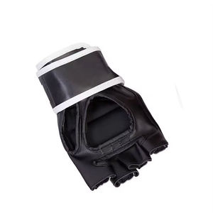 Nuevos Guantes de MMA de Cuero con Cierre de Velcro, Medios Dedos, Negros y Blancos, Unisex, para Entrenamiento de Artes Marciales, MMA, Kickboxing, BJJ - Product Image 6