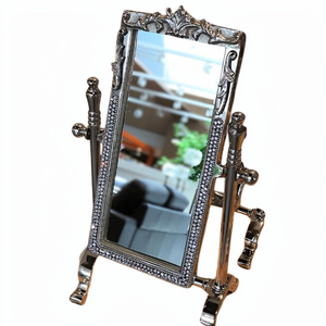 Modern <b>Silver</b> Table <b>Mirrors</b> Aluminum Metal Fancy Design <b>Silver</b> Plated Table Makeup <b>Mirror</b> Durable Feature - Product Image 1