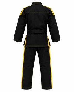 Ensemble de kimonos de judo tendance, couleur unie, bordure jaune, coupe régulière, uniforme d'arts martiaux pour adultes, respirant, léger, 100% coton - Product Image 2