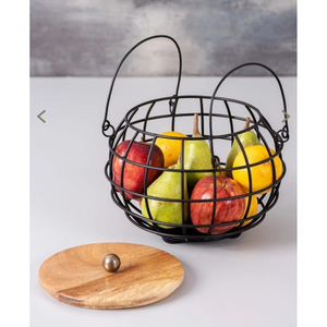Premium Stainless Steel Mesh Fruit <b>Basket</b> With Protective Lid Multipurpose Vegetable Storage And Kitchen <b>Table</b> Organizer - Product Image 3