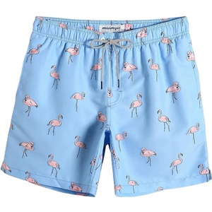 Shorts de bain pour hommes en polyester tissé avec bordure contrastante, imprimé AOP, élastique en nylon, séchage rapide, décontracté, fournisseur du Bangladesh - Product Image 1