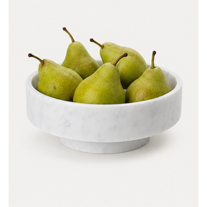 Bol sur piédestal en marbre blanc de luxe moderne personnalisable, bol à fruits en pierre naturelle sur pied, centre de table pour la décoration d'hôtels et de mariages - Product Image 2