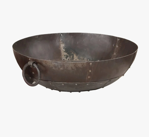 Brasero d'extérieur antique en acier pour bois, avec poignées et pieds robustes, foyer métallique, prix compétitif - Product Image 1