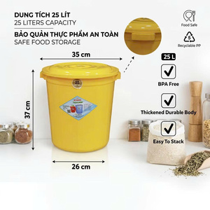 ถังเก็บเครื่องมือขนาด 25 ลิตร แบบหนาพิเศษ ฝาปิดสนิท มีหูจับโลหะ สำหรับจัดเก็บอุปกรณ์ฮาร์ดแวร์ ภาชนะจัดระเบียบสำหรับโรงรถ/อู่ซ่อม - Product Image 1