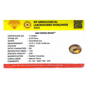 Natural Citrine Gemstone 10.35 Carat 12mm Yellow Certified Loose Stone for Jewelry Making - Product Image 4