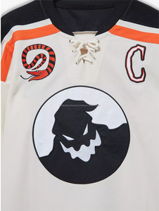 Maillot de hockey sur glace pour homme, crème et noir, manches longues, col à lacets, uniforme d'équipe imprimé par sublimation - Product Image 4