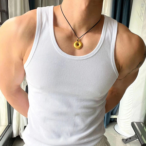 Ropa Deportiva MILIENZ, Camisetas sin Mangas con Cuello Alto para Hombre, 100% Algodón Jersey, Corte Formal, Largo Regular, Diseño de Leopardo ODM - Product Image 2