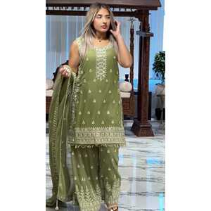 Designer Party Wear Robes de bal Elégant Top Plazzo Dupatta Set - Product Image 3