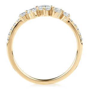 Bague de Fiançailles, d'Anniversaire, de Mariage ou de Promesse en Or 14K avec Cinq Diamants de Laboratoire à Taille Brillante Courbe, Plaqué Rhodium, Certifiée IGI - Product Image 3