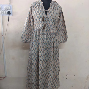 ชุดเดรสยาวผ้าฝ้ายอินเดียลำลองเดรสพิมพ์ลายดอกไม้ปักลายดอกไม้กระโปรงยาวชุดเดรสตัวยาวแม็กซี่แต่งลายดอกไม้ - Product Image 1