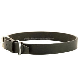 Collar de perro de cuero de vaca de grano completo negro clásico en todos los tamaños y colores personalizados disponibles en la fábrica precio al por mayor collar de perro mascota - Product Image 1