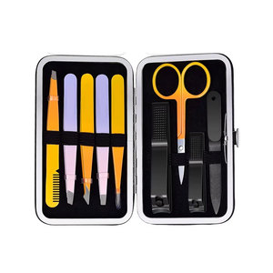 Juego de Pinzas para Cejas al por Mayor, 9 Piezas, Punta Inclinada, Acero Inoxidable, con Cortadores Negros y Tijeras - Product Image 4