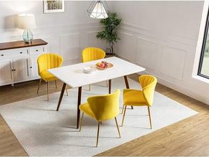 Chaise moderne en velours pour salon et salle à manger avec pieds en métal doré - Product Image 4