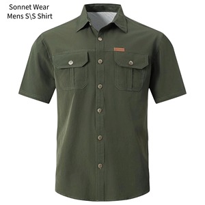 Chemises de pêche pour hommes à manches courtes, chemises décontractées avec poche - Product Image 4