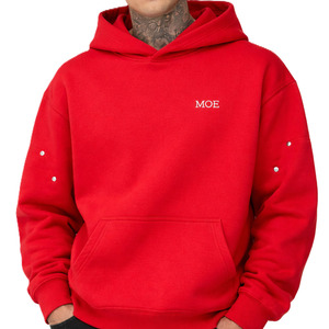 Sudaderas con Detalles Metálicos para Hombre, Sudadera Holgada de Algodón y Felpa, Estilo Urbano, Sudadera con Capucha de Corte Holgado, Sudaderas con Logotipo Personalizado, Suministro al por Mayor - Product Image 4