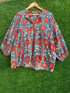 เสื้อทูนิคผ้าฝ้ายพิมพ์ลายดอกไม้: เดรสสั้นคอวีลึก - Product Image 5