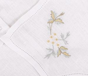 Housse à pain en lin blanc brodée personnalisable avec motif floral, ourlet festonné, réutilisable et lavable en machine, vente en gros - Product Image 2