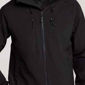 Chaqueta Acolchada con Capucha para Hombre, Negra, Cortavientos, con Cierre de Cremallera, Informal, para Invierno, Corte Regular, Forro Polar de Poliéster, Color Sólido - Product Image 3