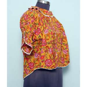 Blusa Floral Vintage Dulce de Estilo Coreano para Mujer, Prenda Exterior de Alta Calidad, Transpirable, 100% Algodón Ecológico, con Mangas Campana - Product Image 4