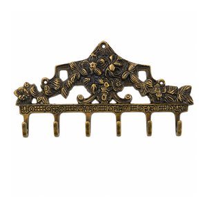 Premium Quality Brass Flower <b>Key</b> Holder <b>Wall</b> Mounted Vintage <b>Key</b> Rack with 6 <b>Hooks</b> Decorative Home Organizer and Storage Unit - Product Image 1