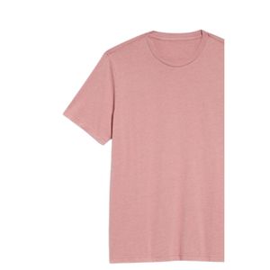 เสื้อยืดผู้ชายสีชมพูล้วน แขนสั้น คอกลม สไตล์ลำลอง เรียบง่าย นุ่ม ระบายอากาศได้ดี น้ำหนักเบา ใส่ได้ทุกวัน ผลิตโดย OEM - Product Image 5