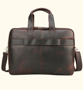 Classic <b>Men's</b> premium Quality Genuine Cow <b>Leather</b> Briefcase With Buckle Closure And Adjustable Strap For Business Use - Product Image 5